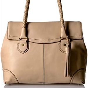 SOLD - Cole Haan Saddle Tote with Tassel in Nude
